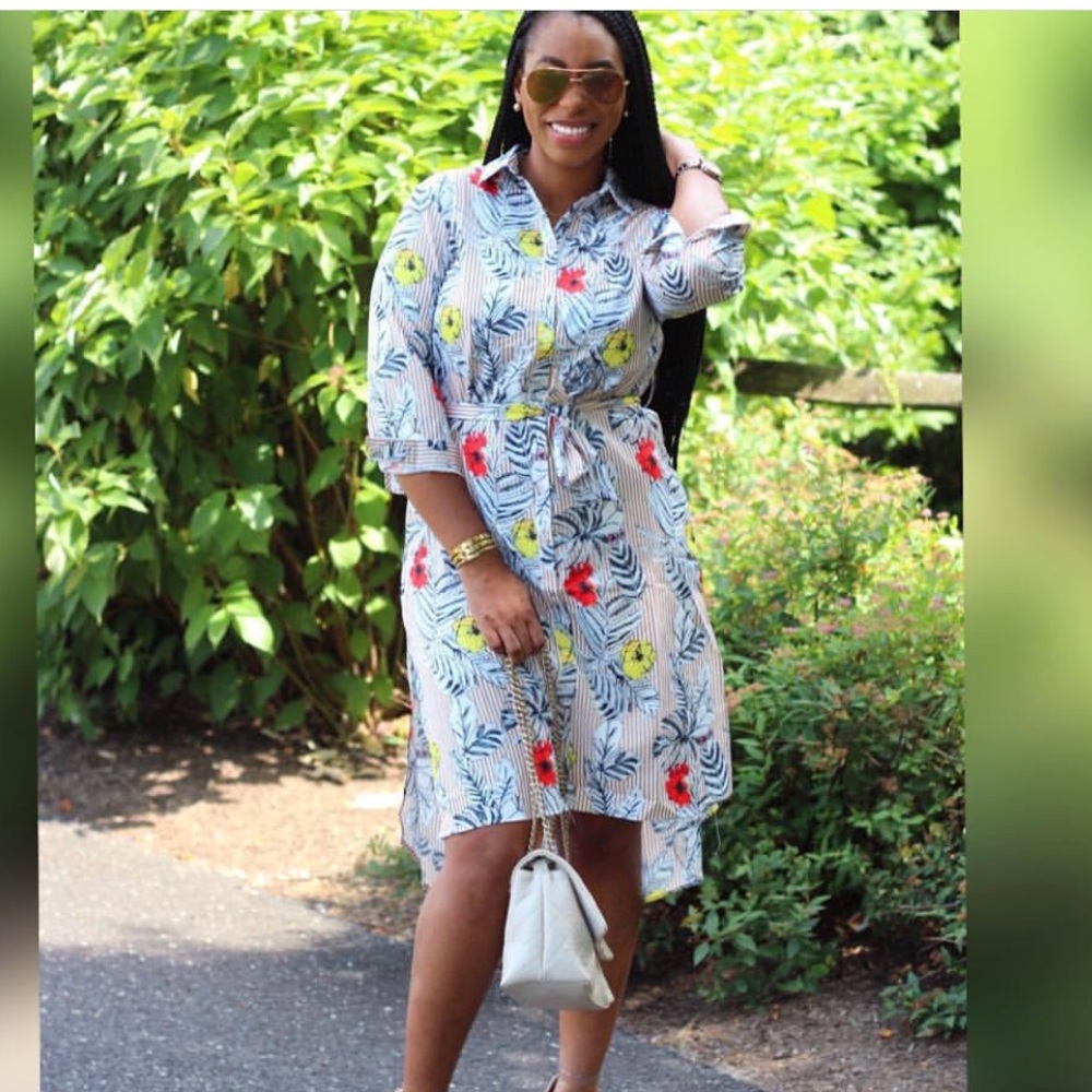 Floral stripe print dress